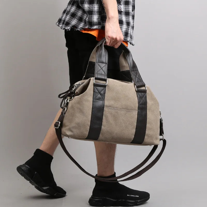 Retro canvas handbag for men's travel shoulder bag luggage bag casual crossbody bag