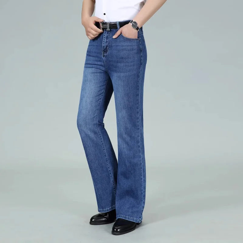 Men's Flared Jeans Boot Cut Leg Flared Classic Denim Jeans Light blue Jeans