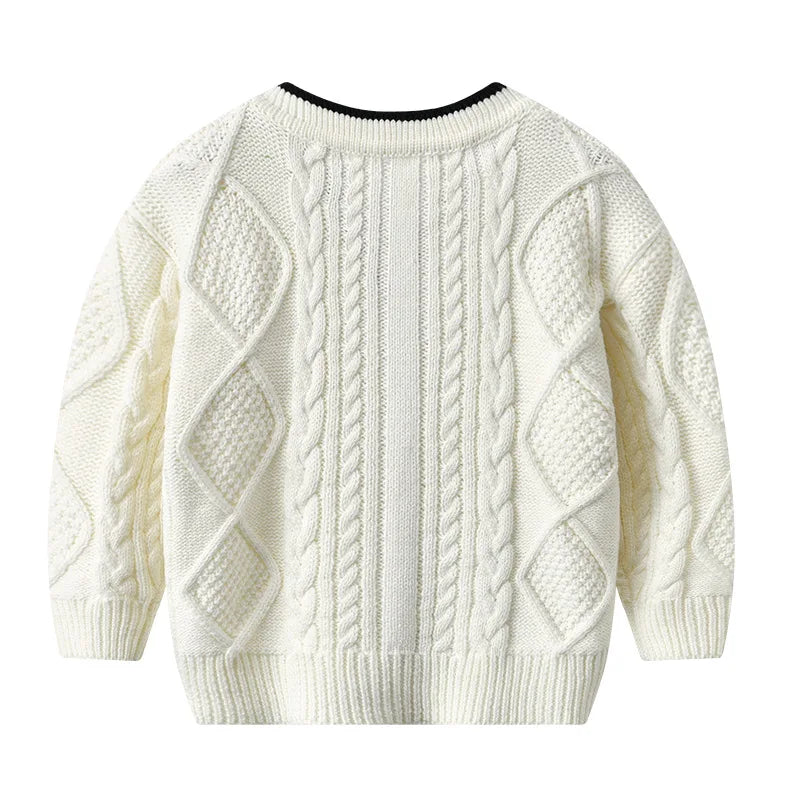 Baby Boys Knitted Cardigan Autumn Winter Kids Cable Knit Sweater Jacket Children British Clothing Knit Coat