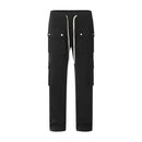 Cargo Pants Mens Streetwear Multi Pockets Overalls Straight Baggy Trousers Casual Pants Black