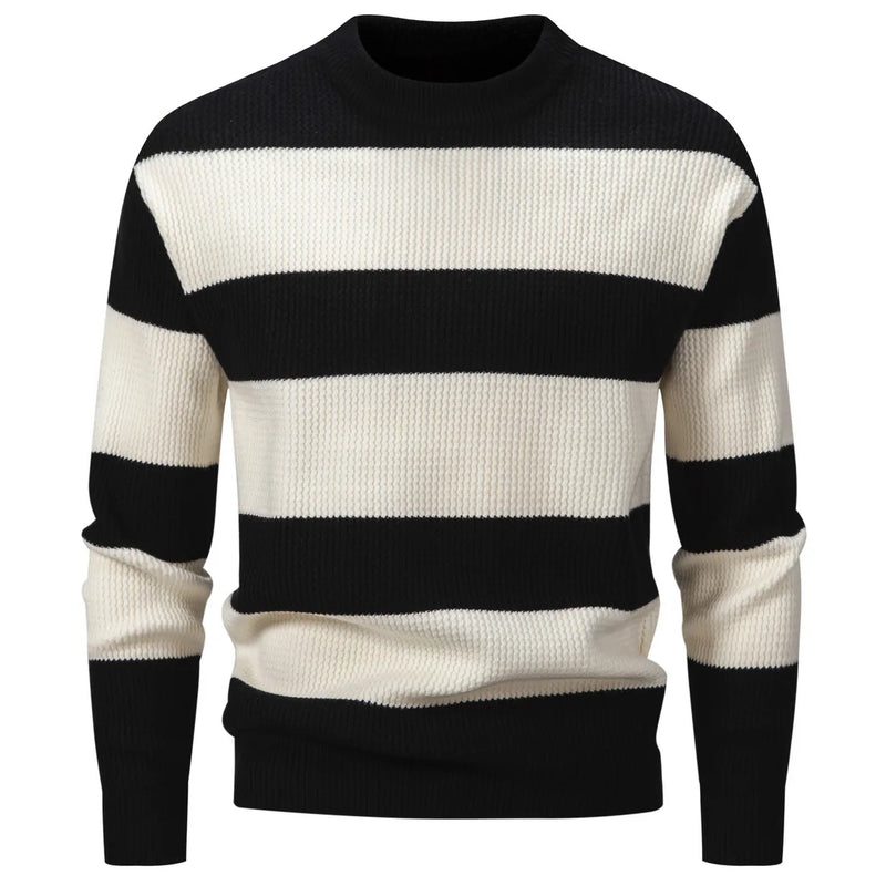 Clothing Men's Sweater Men's Knitted Long Sleeve Pullover Striped Casual Warm Men's Top
