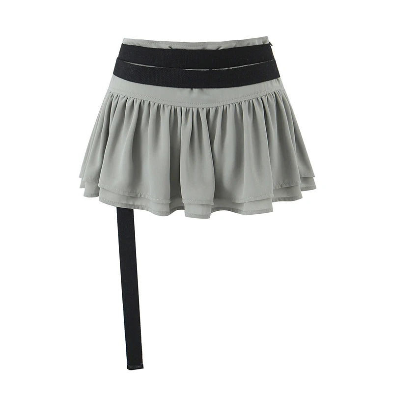 Women Sweet Folds Chiffon Mini Skirt Mid Waist Short Chic Skirts