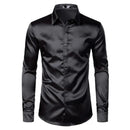 Men's Shirt and Tie White Silk Satin Dress Male Wedding Party