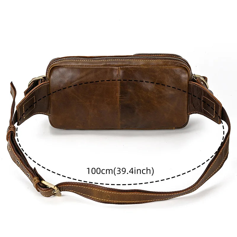 Leather chest bag crossbody bag leather waist pack men's casual chest bag