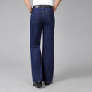 Men's Summer Thin Light Blue Flared Jeans Men's Mid Waist Stretch Jeans Large Straight Jeans