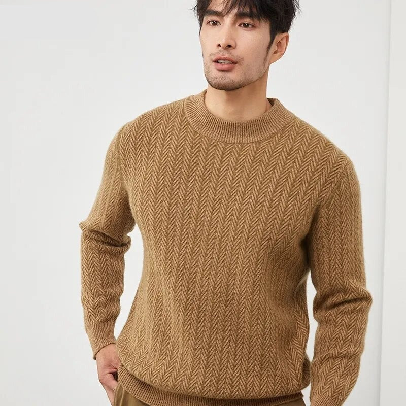 Pure Cashmere Sweater Men O-Neck Pullovers High-End Knit Thick Jacket Youth Warm Shirt