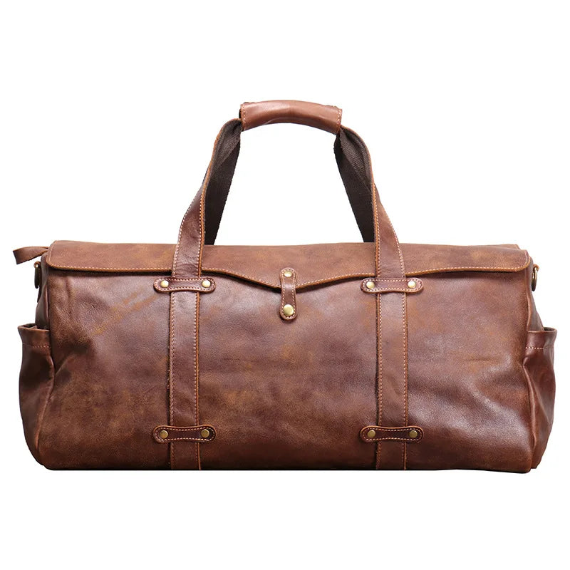 Retro men's leather portable travel bag leather one shoulder crossbody bag luggage bag