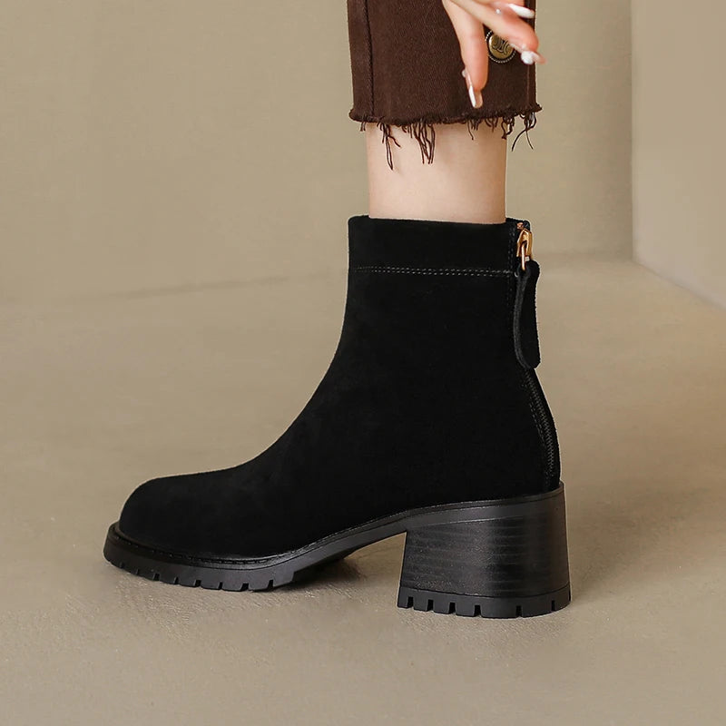 Ankle Boots Ladies Winter Autumn Boots Platform Thick High Heels Women Shoes