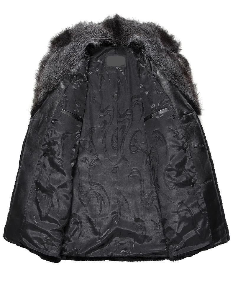 Wool Coat Sheep Shearling Fur Coat Winter Jacket Men Raccoon Fur Collar Long Coats Men Jacket