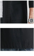 Autumn Winter Knit Men's Cardigan Slim Fit Sweater Simple Male Retro Solid Casual Outwear Long Sleeve Thick Cardigans