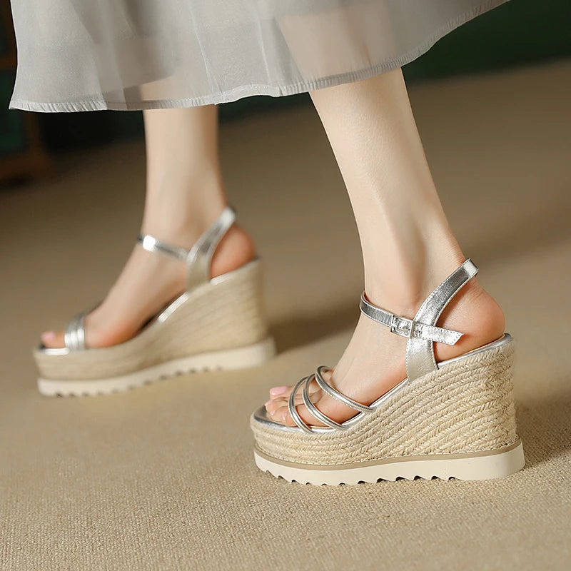 Ladies Casual Buckle Sandals Women Synthetic Platform Summer Shoes Wedges High Heels Sandals