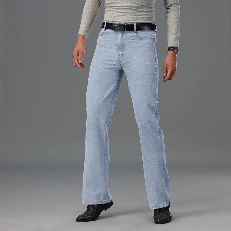 Men's Summer Flared Jeans High Waist Thin Loose Casual Denim Pants