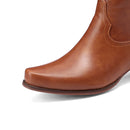 Heel Knee High Boots Women Spring Autumn Leather Shoes Ladies Western British Style Pointed Toe