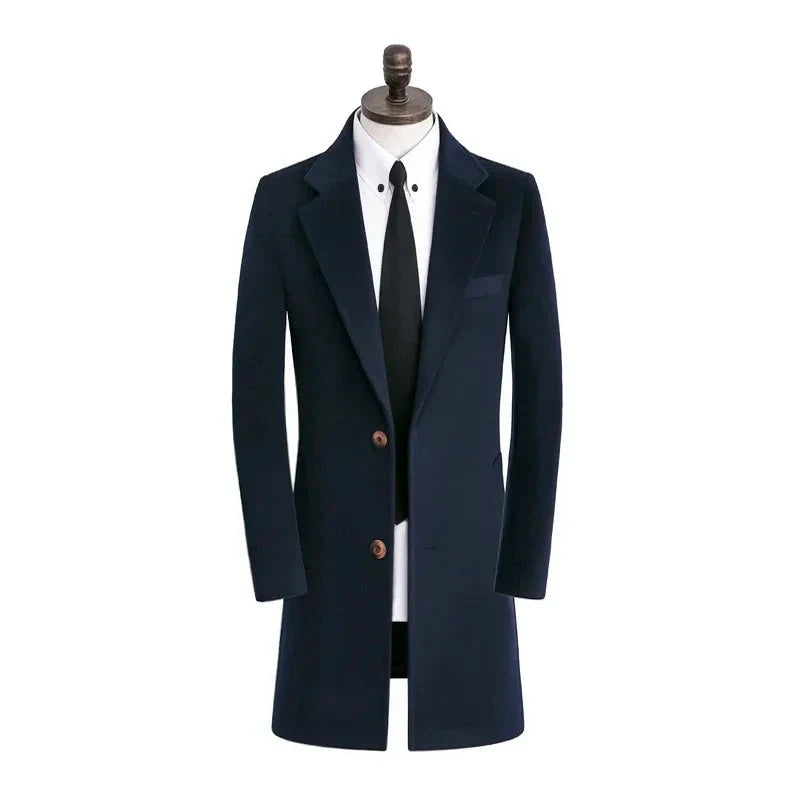 Men wool Coat Double Faced Fleece Suit Warm Windbreaker Casual Single Breasted Thick