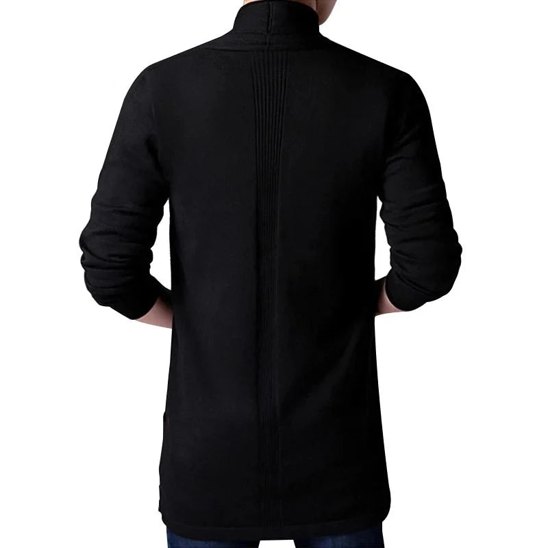 Autumn Knitted Sweater Jacket Men Slim Long Solid Men's Casual Sweater Cardigan Coats