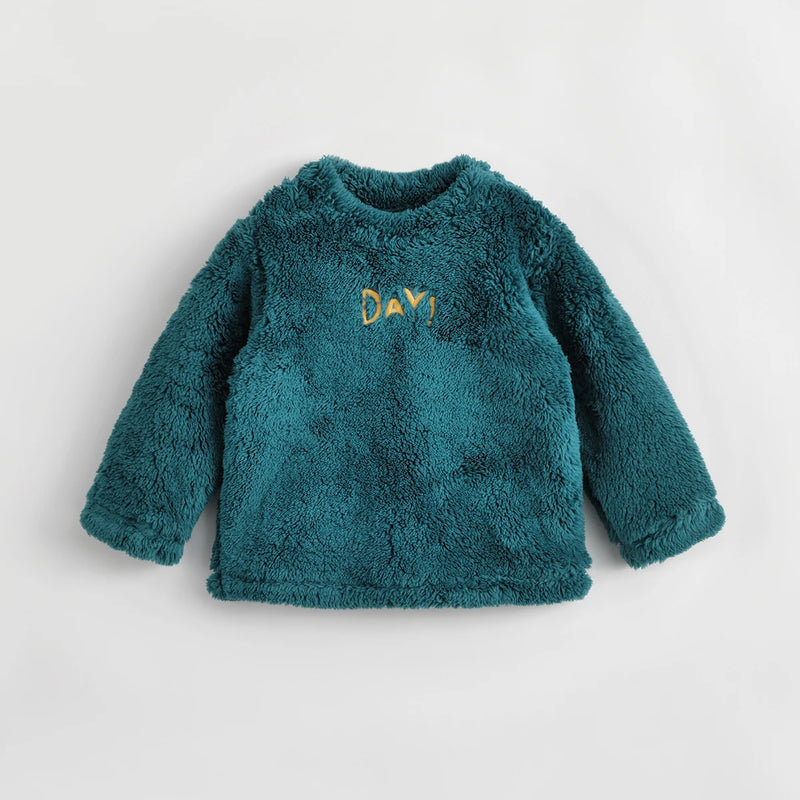 Girls Reversible Cotton Fleece Embroidered Sweatshirt for Autumn & Winter