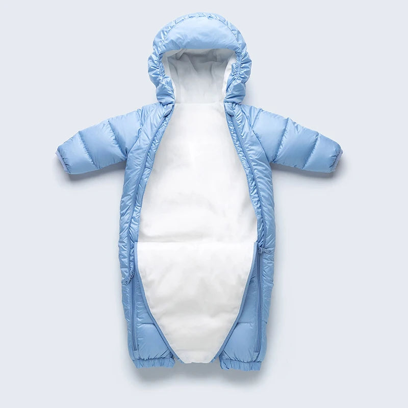 Kids Hooded Down Romper Warm Fleece Lining Outerwear Winter Overalls Children Clothing Kids Snowsuit Infant Baby Jumpsuit