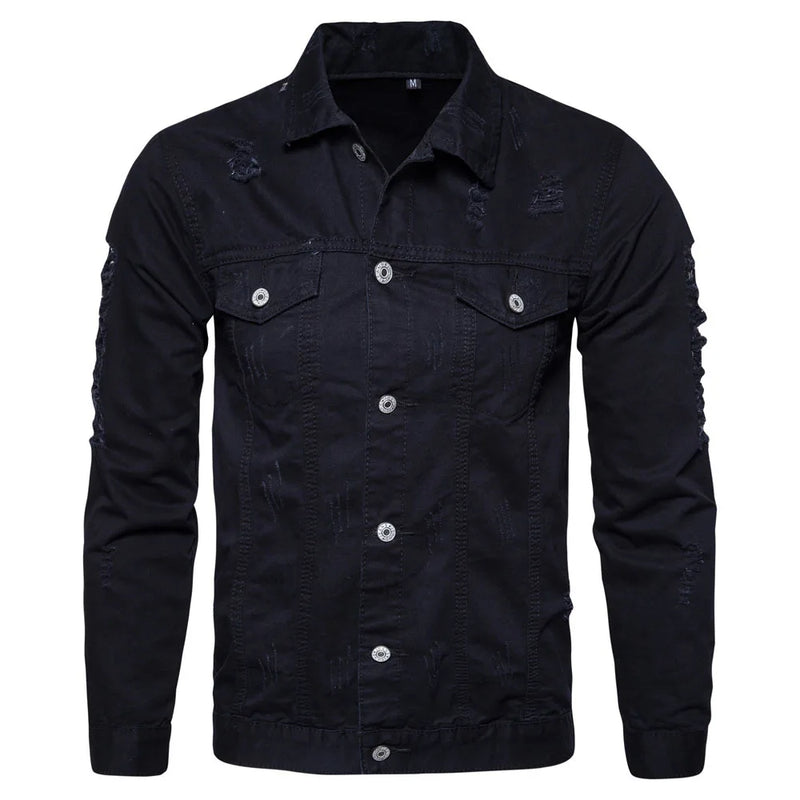 Denim Casual Jacket Solid Single Breasted Patch Pocket Jacket Clothing Leather Jacket Clothing
