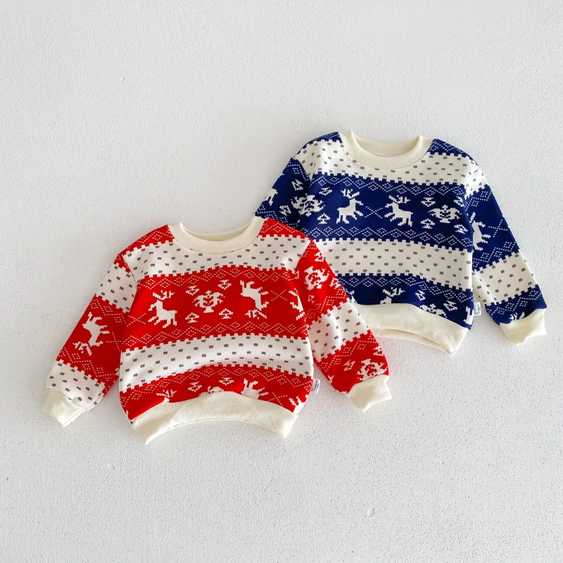 Winter new in kids baby girls boys XMAS clothing toddler children knitted thick warm sweater pullover clothing