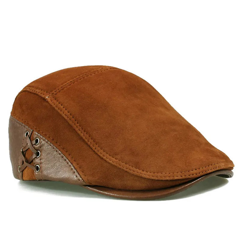 Leather Beret Caps Man Casual Fitted