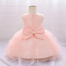 Baby Girl Dress Pink Christening Kids Birthday Clothes Party Princess Ball Gowns Newborn Baptism Wedding