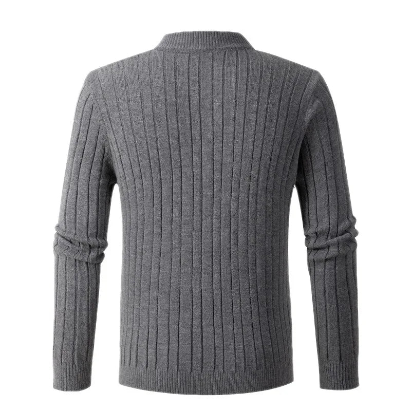 Autumn Winter Sweater Men Solid ColorHalf Turtleneck Zip Knit Sweaters Fashion Causal Slim Fit Pullover Male Jumpers Black Grey