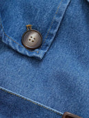 Autumn Winter Denim Belt Tie Up Waist Design Trench Coat Women's Elegant Casual Windbreaker Jacket