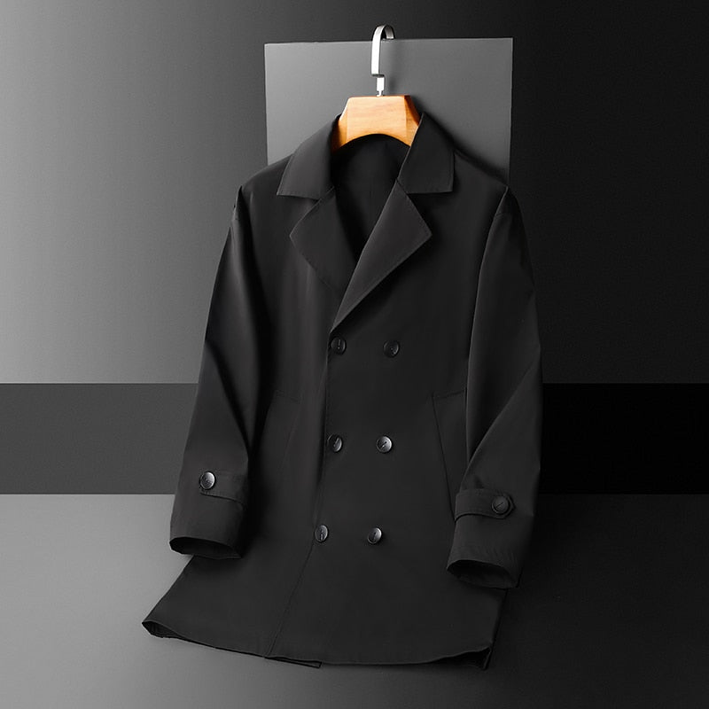 Men Spring summer thin Double Breasted British Wind Business Casual trench coat