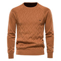 Men Autumn and Winter Pullover Solid Diamond Plaid Knitted Sweater Men Casual Sweater