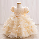 Flower girl dress baby sequin bow princess wedding bridesmaid 2-8 years old birthday party fluffy cake dress