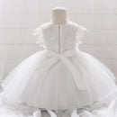 Baby Pink Flower Baptism Girls Party Dress Elegant Birthday Tulle Wedding Princess Dress for Girl Pageant Evening