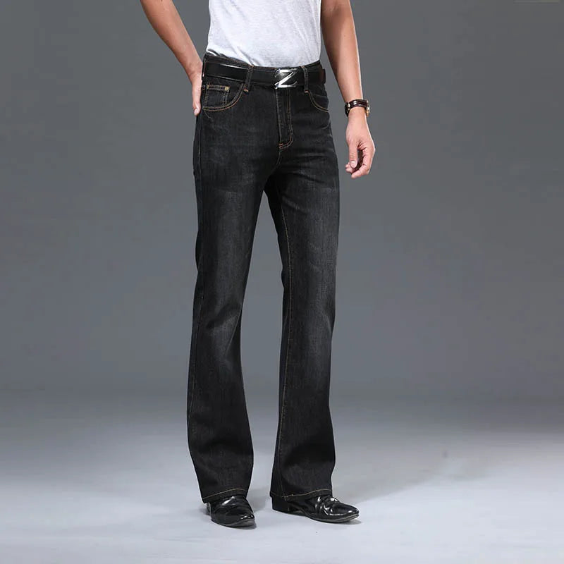 Denim Flared Jeans Men  Boot Cut Denim Pants Comfortable Slightly Slim Classic Loose Casual Trousers For Male Bootcut