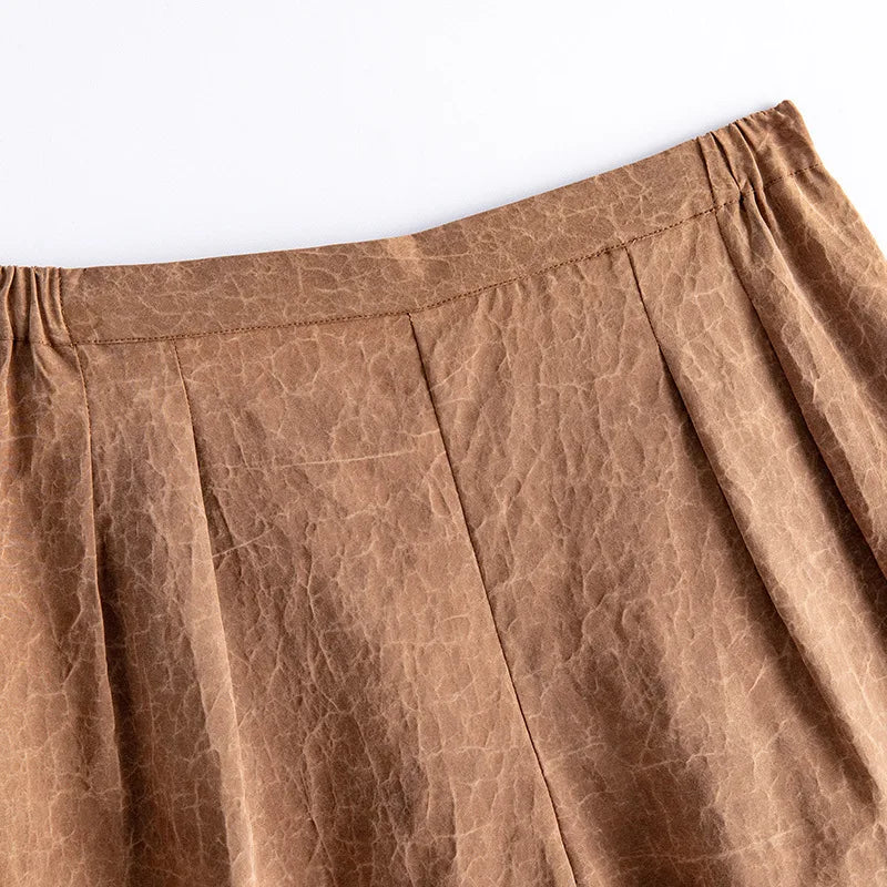 Silk Crepe Shorts Canton Woman Elastic Waist Casual Pants Chic Summer