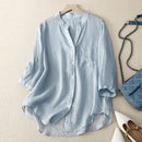 Shirt Women Loose Fit Shirt Solid  Women Casual Shirt Loose Fit 3/4 Sleeve Top