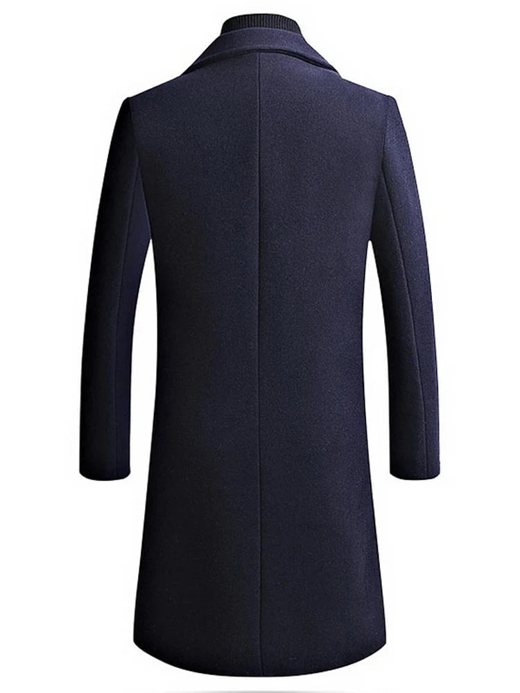 Winter Boutique Woolen Mens Long Coat Warm Thick Formal Business Solid Male Coat Jacket