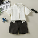 Spanish Gentleman Baby Clothes Summer Set for Boy Cotton Shirt Stand-up Collar Plaid Shorts Newborn Birthday Party Clothing