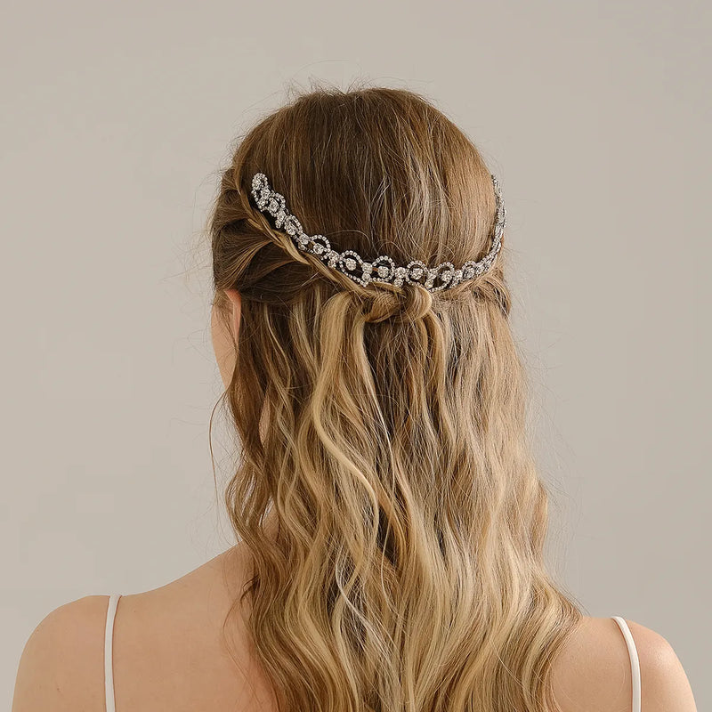 silver luxury crystal bride headpiece rhinestone bridal hair comb for women headband wedding hair accessories