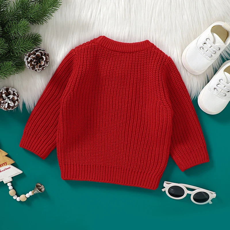 Baby Boys Girls Christmas Sweater Toddler Kids Long Sleeve Pullover Tops Spring Casual Knitted Sweater