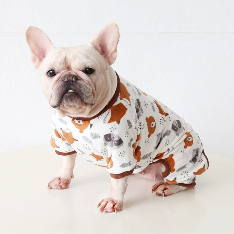 Puppy Pet Cartoon Jumpsuit Autumn Winter Cute Shirt Small Dog Soft Clothes Bulldog