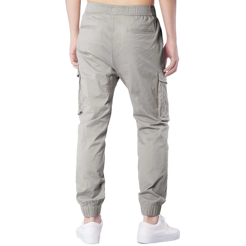 Solid Color Multi-Pocket Overalls Trousers Men's Spring/Autumn Commuter Elastic Waist Casual Pants