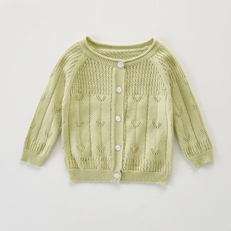 Autumn Children's Thin Knitted Sweater Cardigan Girl Breathable Soft Coats Toddler