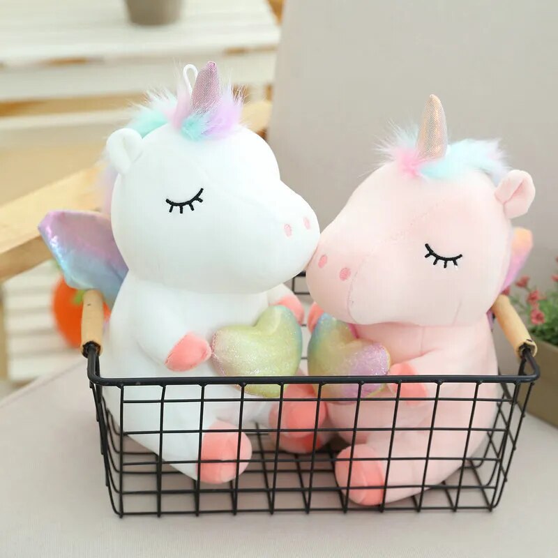 Cartoon Dream Unicorn Plush Toys Lovely Heart Unicorn With Wing Fluffy Dolls Soft Stuffed Animal Pillow Girls Boys Birthday Gift