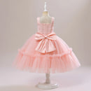 Casual Pink Tulle Girls Princess Dress Sleeveless Summer Kids Clothes Children Party Birthday Wear for Baby