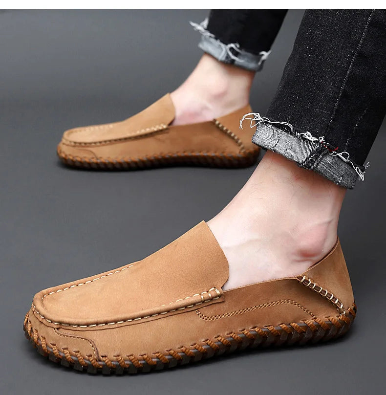 Summer Men Casual Slip On Leather Shoes Soft Comfort Shoes Loafers Men's