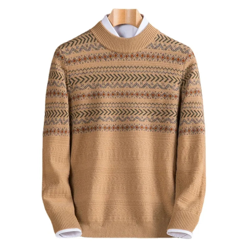 Cashmere men autumn winter jacquard knitwear sweater
