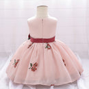 Baby Dresses For Kid Girls Princess Flower Embroidery Wedding Party Clothes Toddler Tulle Birthday Baptism Costumes