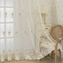Beads Flowers European Embroidery Gauze Curtains Transparent Curtains for Living Dining Room Bedroom Windows Balcony Customize
