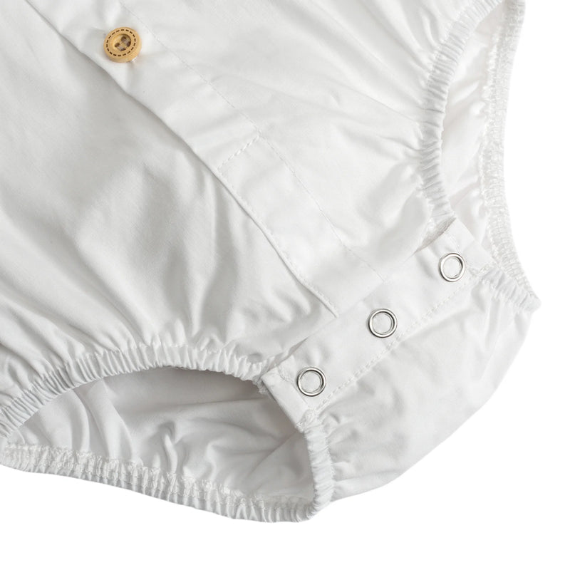 Gentleman Solid Romper for Newborn Boys Short Sleeved Summer Cotton Bodysuit Infant Toddler 1/2 Birthday Clothes
