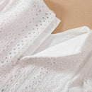 Baby Girls Dress Short Sleeve Princess Dress Summer Cotton Round Collar White Flower Dress Children Kids Wedding Clothing