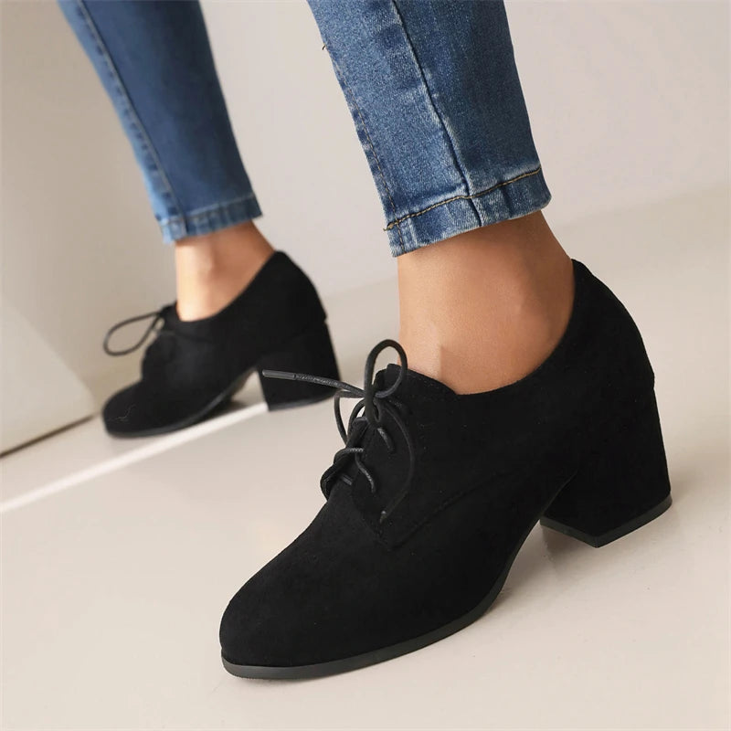 Elegant Women's Low Heels Loafer Shoes Heeled Oxford Party Shoes Ladies
